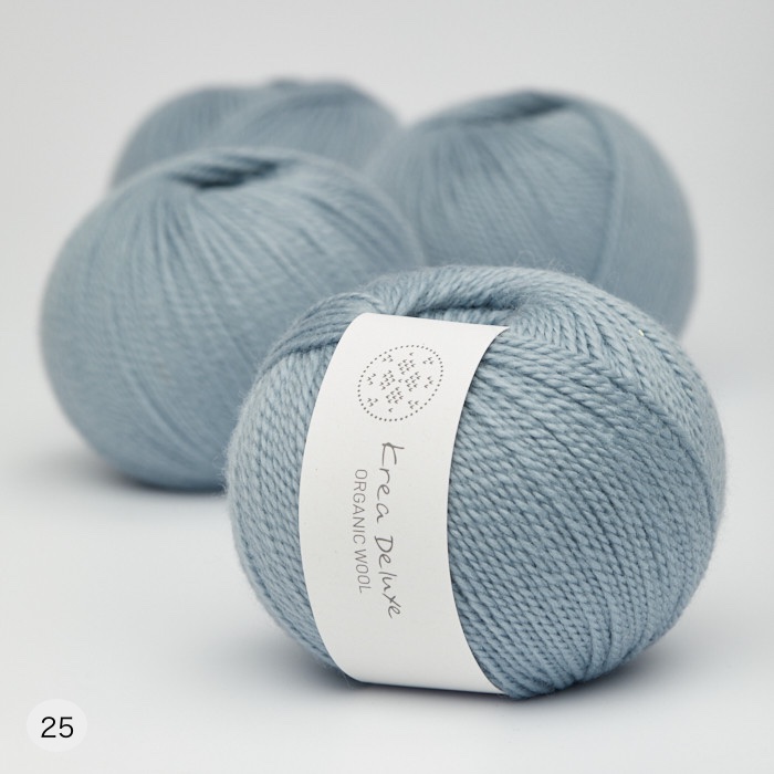 Krea Deluxe - Organic Wool 1 - No 25 - støvet lyseblå ( staubiges hellblau) - Ökologische Wolle - Økologisk uldgarn